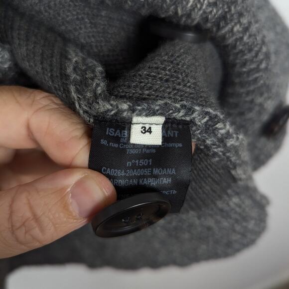 NWT Etoile Isabel Marant Grey Moana Cinched Wool Oversized Sweater Size 2 - Picture 8 of 9